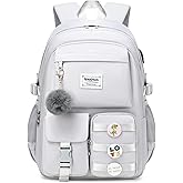 Wadirum Cute Laptop Backpack for Girl Fashion College Bag Women Backpack Purse Grey