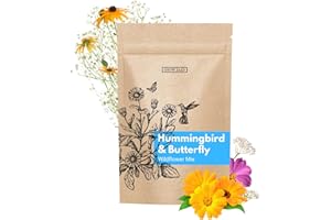 GROW ZAAD 65,000+ Seeds - Bird & Butterfly Wildflower Pollinator Mix - Perennial & Annual Wild Flowers for Spring & Fall - Planting Outdoors for Hummingbirds & More - Calendula, Yarrow, Poppy, Baby's Breath