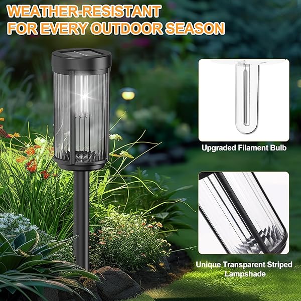 EXCMARK 12 PACK OUTDOOR SOLAR LIGHTS WATERPROOF FOR YARD GARDEN WALKWAY PATHWAY LAWN DECORATIVE CONTEMPORARY LANDSCAPE LIGHTING. (WARM WHITE LIGHT, 12)
