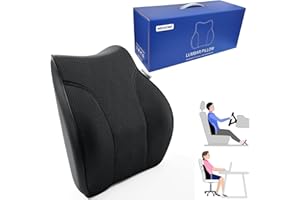 MEIXUNR Soft Lumbar Support Pillow for Office Chair and Car Driver's Seat Lumbar Support Pillow Memory Foam Back Cushion for Pain Relief Improve Posture (Mesh Fabric-Black, Large Size)