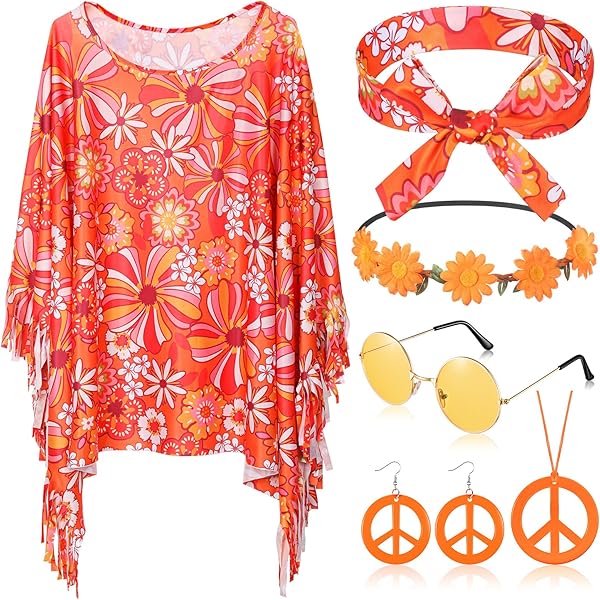 Amazon.com: Hicarer 7Pcs 60s 70s Hippie Costume Accessories Set