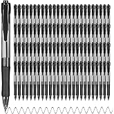 deegtran Pens Bulk, 100 Pack No Bleed Black Ink Click Pens with Soft Grip, Wholesale Retractable Ballpoint Pens for Office School, Medium Point Smooth 1.0MM