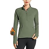 Willit Women's Fleece Running Jacket Pullover Thermal Equestrian Shirt Golf Shirt Long Sleeve Half Zip Exercise Winter Gear