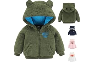 GAJAOUS Newborn Infant Baby Boys Girls Cartoon Fleece Hooded Jacket Coat with Ears Warm Todder Kids Outwear Coat Zipper Up 0-6Y