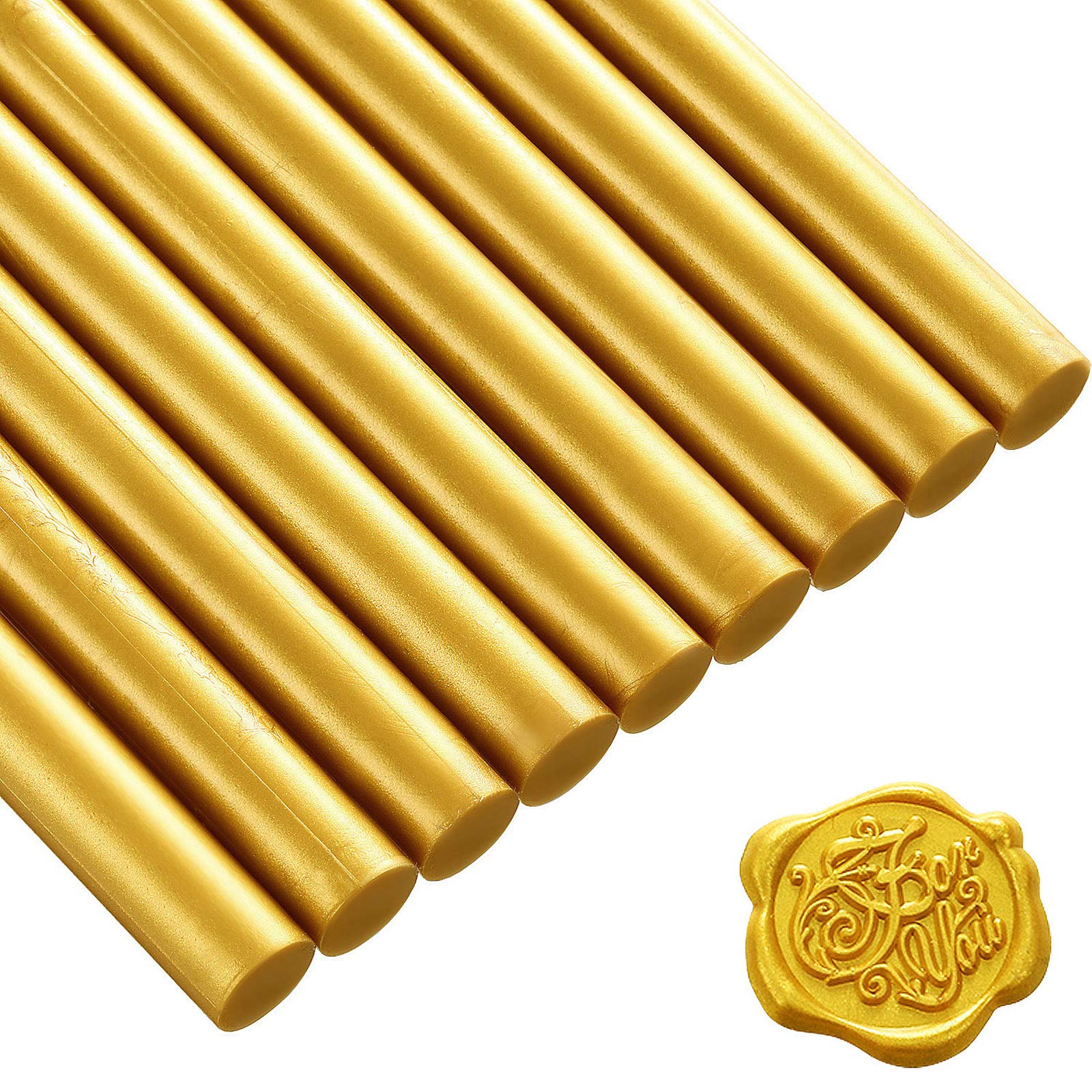 15 Pieces Glue Gun Sealing Wax Sticks for Retro Vintage Wax Seal Stamp and Letter, Great for Wedding Invitations, Cards Envelopes, Snail Mails, Wine Packages, Gift Wrapping (Gold)