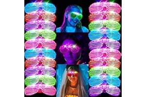 SHQDD 24 Pack LED Glasses, Halloween Party Supplies,5 Neon Colors with 3 Flashing Modes, Glow in the Dark Sunglasses Toys Bulk Neon Party Favors for Kids/Adult Birthday Halloween Holiday