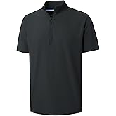 M MAELREG Golf Shirt for Men Zipper Waffle Texture Moisture Wicking Dry Fit Collared Lightweight Mens Polo Shirt Short Sleeve