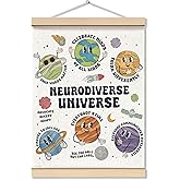 Neurodiversity Universe Wall Decor,Mental Health Poster Hanger Frame 12x16,mental health gifts,Space Themed Classroom Counseling Therapy Wall Art for Kids Classroom Nursery,Therapy Office Decor