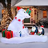 Joiedomi 6 FT Long Christmas Inflatable Decoration Polar Bear & Penguins with Build-in LEDs, Blow Up Inflatable for Christmas Party Indoor, Outdoor, Yard, Garden, Lawn Décor, Holiday Season Decoration