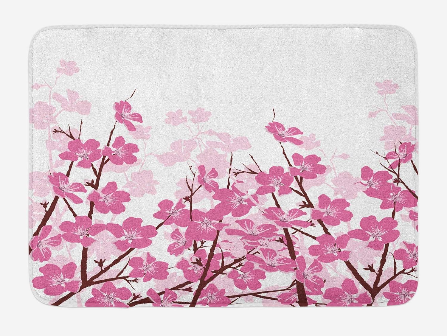Amazon アジアのバスマット 枝のある日本の桜さくら春の花の庭のイラスト 滑り止めの裏地付きの豪華なバスルームの装飾マット ホワイトピンク 75x45cm 玄関マット オンライン通販