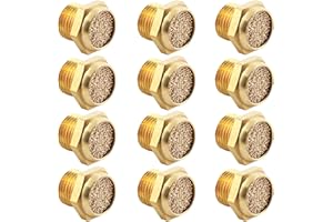 Jiozermi 12 Pcs Pneumatic Sintered, Brass Air Pneumatic Muffler Silencer, Pneumatic Exhaust Muffler, 1/8 NPT Male Air Silencer Fitting