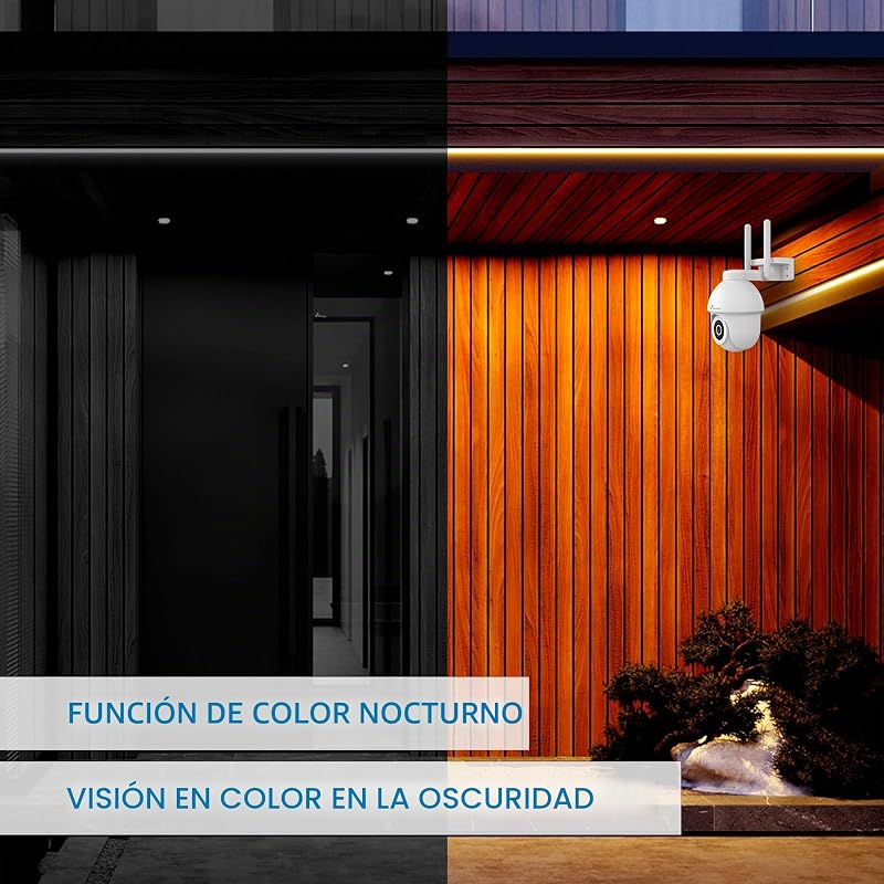 - Cámara PTZ WiFi 2.4Ghz Half4K 2560x1440, Visión Nocturna a Color, Detección de Movimiento y Humanos, Compatible con Alexa y Google Home, Control App Tuya, Imagen Super HD 2.5k — foto 3 de 8