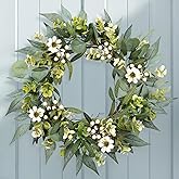 Artgar 22" Eucalyptus Spring Wreaths for Front Door, Artificial Wreaths with White Berries Greenery for Farmhouse Porch Wall Living Room Home Decor Perfect for Spring Summer All Seasons