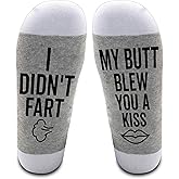LissiArt97 I Didn't Fart My Butt Blew You A Kiss Socks - Funny Socks For Men - Fart Socks - Gift For Dad- Grandpa, Medium, Grey