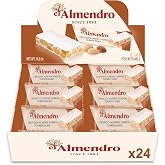 Crunchy Almond Turron Nougats From Spain, Traditional Spanish Candy Individually Wrapped, 24 Turron Duro Bars By El Almendro, Dessert, Gluten Free, Candy Basket Stuffers For Adults