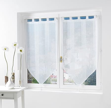 2 Curtains With Pompoms 90 X 120 Cm White Sand Nes Amazon Co Uk