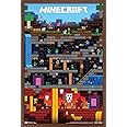Trends International Minecraft - Worldly Wall Poster, 14.725" x 22.375", Mahogany Framed Version