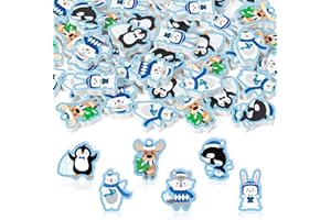 Haooryx Winter Polar Animal Mini Eraser for Kids - 60Pcs Animal Pencil Eraser Bulk Novelty 3D Desk Puzzle Pencil Rubber for Birthday Gift Christmas Winter Party Favor Student Reward Classroom Prizes