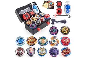 ROUSEWIT Bey Battling Top Burst Launcher Grip Toy Blade Set Game Storage Box 12 Top Burst Gyros 3 Launchers Great Birthday Gift for Boys Ages 6+ Silver