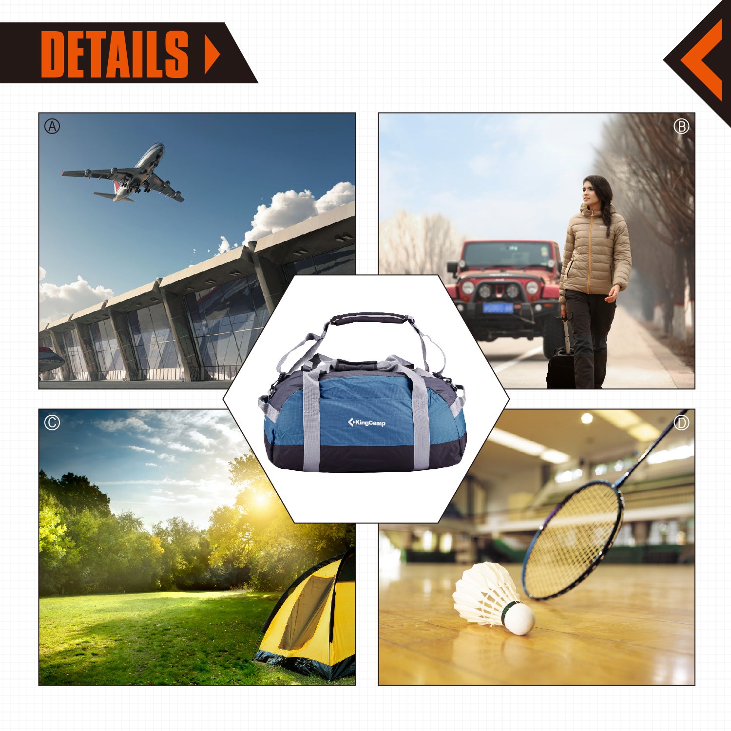 KingCamp 30L Foldable Travel Duffel Bag Luggage Sports Gym High Capacity Water Waterproof Nylon