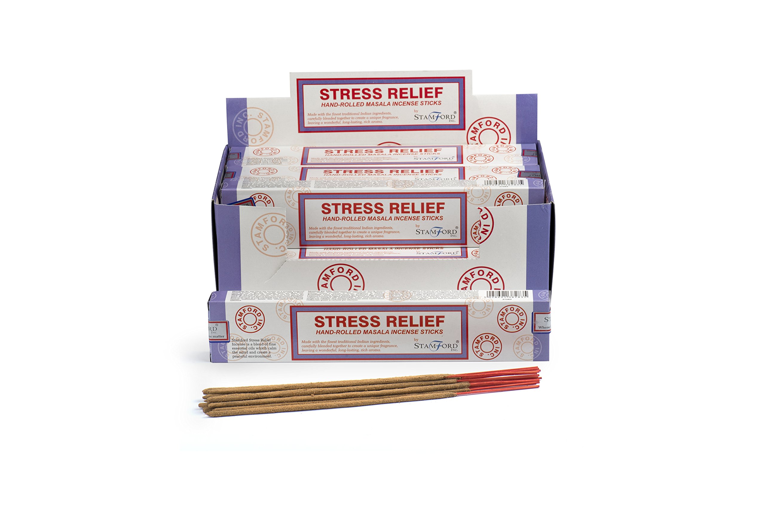 STAMFORD INC 37283 Stress Relief Masala Incense, 15 Sticks x 12 Packs, Black, One Size