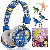QearFun Cool Dinosaur Bluetooth Headphones, 85dB Safe Volume Limit, Wireless & 3.5mm Wired Headset with Mic, Bluetooth 5.2, Fast Charging, Foldable,for School, Tablet, Travel, Airplane
