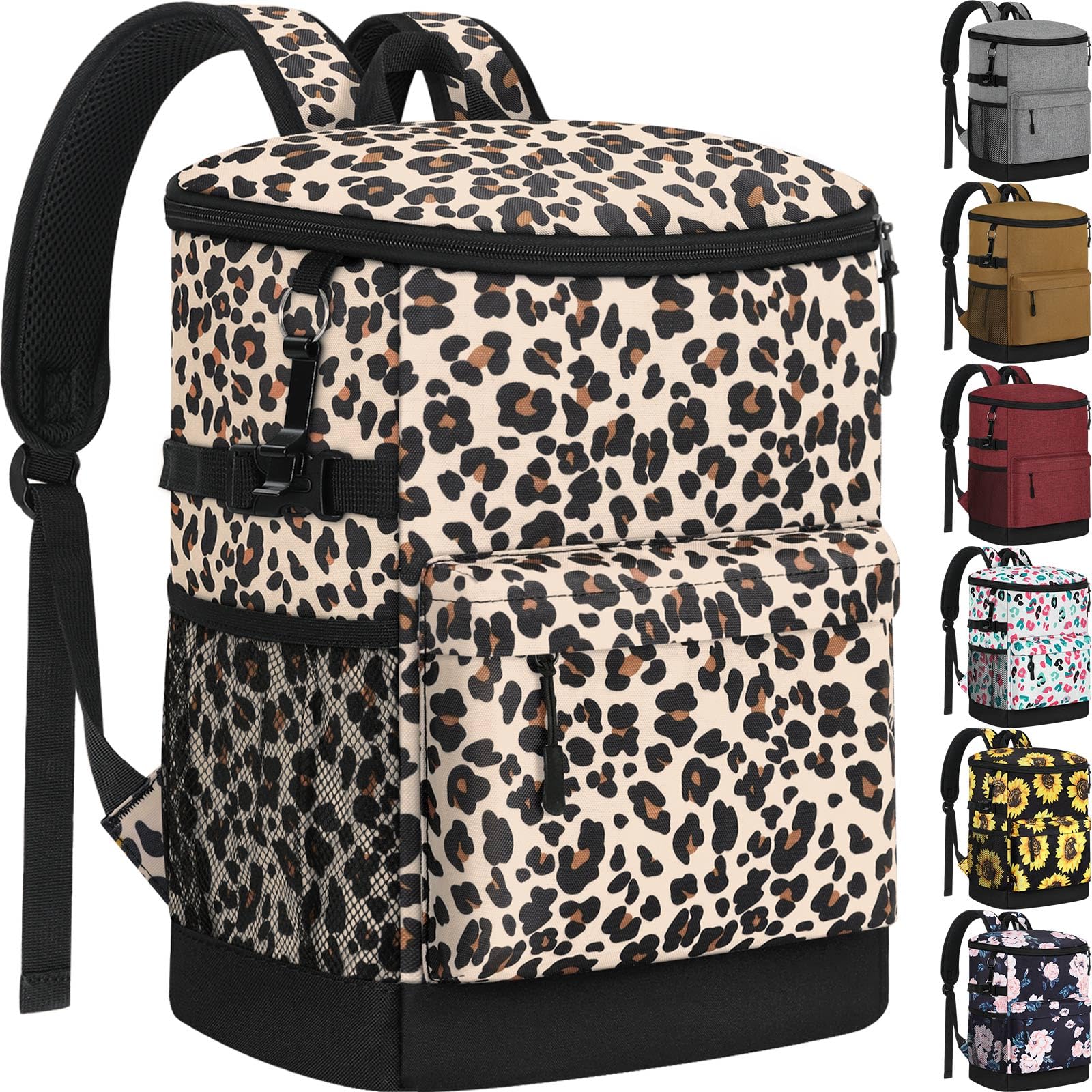 Photo 1 of Tenot Cooler Backpack 33 Cans Backpack Coolers Insulated Leak Proof Soft Beach Cooler Bag for Men Women Ice Chest Backpack Camping Hiking Picnic Travel Cooler Lunch Backpack Leopard Print