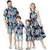 PATPAT Family Hawaiian Matching Outfits Mommy and Me Outfits Caribbean Vacation Summer Tropical Halter Sundresses and Shirts