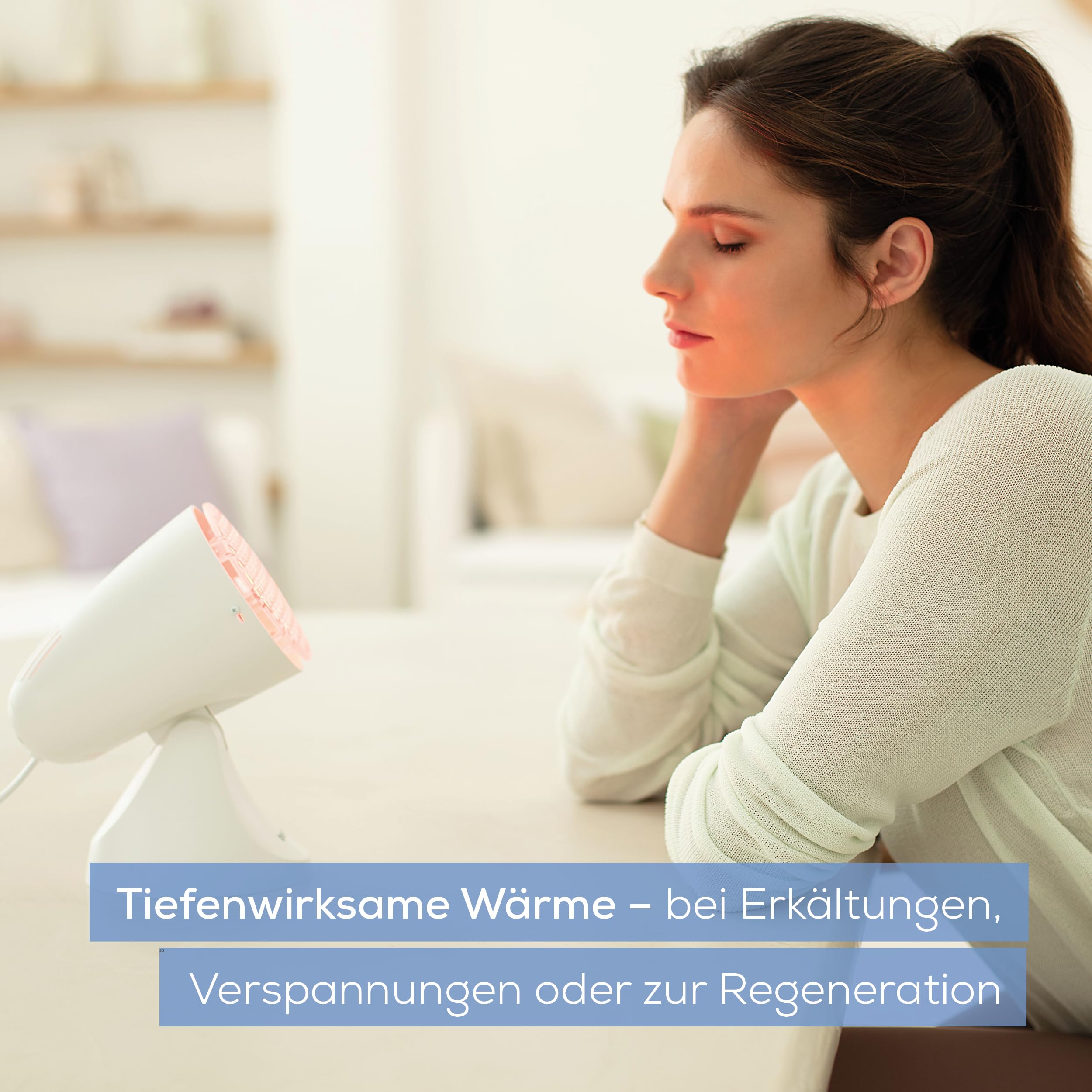 Beurer IL 11 Infrarotlampe mit Schutzgitter, Medizinprodukt mit wohltuender Wärme zur Anwendung bei Erkältung und Muskelverspannung, 5 Neigungsstufen, inklusive Schutzbrille, Weiß 2