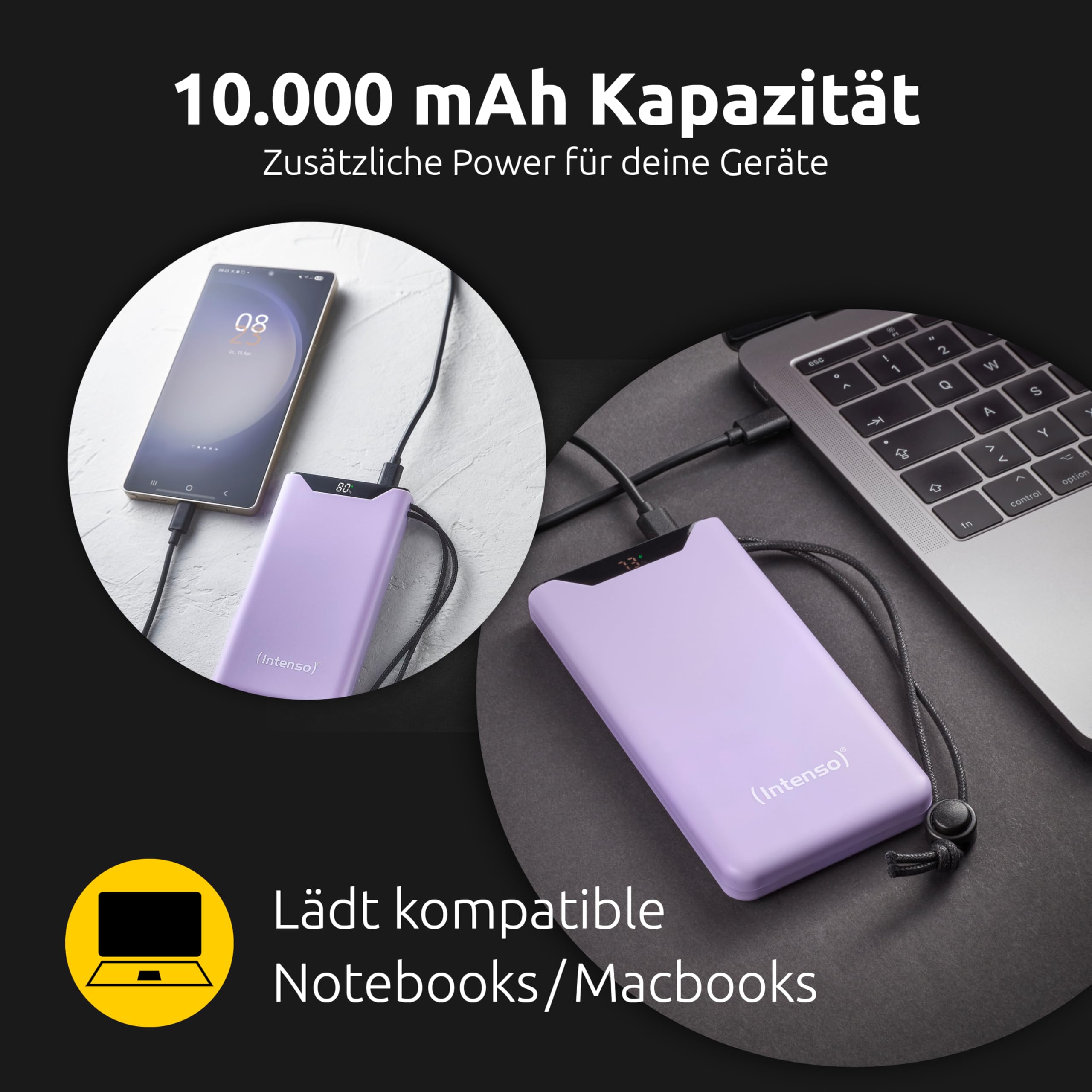 Intenso Powerbank F10000, externer Akku mit PD (20W) & QC (18W), USB-C und USB-A Anschluss, 10000mAh, Lila : Amazon.de: Elektronik & Foto 2