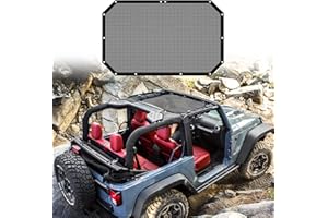 RT-TCZ for Wrangler JK Front Sunshade Bikini Top Mesh Sunscreen Soft Tops Cover for Jeep Wrangler JK JKU 2007-2017 Provides UV Protection Black