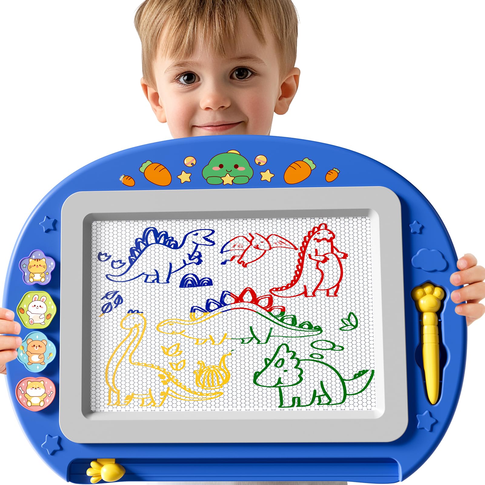 Photo 1 of Large Magnetic Drawing Board 13 × 17 in Doodle Board Toddler Toys for Girls Boys 3 4 5 6 7 Year Old Kids, Preschool Educational Travel Toys Gifts Etch A Colorful Sketch Magnet Erasable Writing Pad
