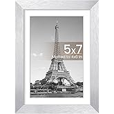 upsimples 5x7 Picture Frame, Display Pictures 4x6 with Mat or 5 x 7 Without, Wall Hanging Photo Frames, Silver, 1 Pack