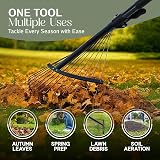 Pelle & Sol Garden Rake 38-63in Adjustable 25 Tines Lawn Yard Clean Up view 4