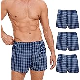 ShieldEase Incontinence Underwear for Men Washable - Reusable Boxer Briefs with Front Fly, Front & Rear Leak Proof, 120ml Absorbency (3 Pack, Plaid Blue Green, 2XL)
