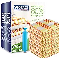 Storage Master Space Saver Bags, Vacuum Storage Bags for Travel & Home (8-Medium)