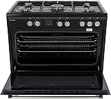 Willow WS90DFBL 95L Dual Fuel Freestanding Range Cooker Black 5 Gas Burners view 4