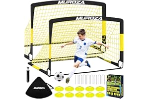 MUROZA Soccer Goal, Kids Soccer Goals for Backyard Set, 2 Pack of Portable Pop Up Soccer Net with Soccer Ball, Cones, Complete Training Equipment for Youth, Toddler Outdoor Sports Games