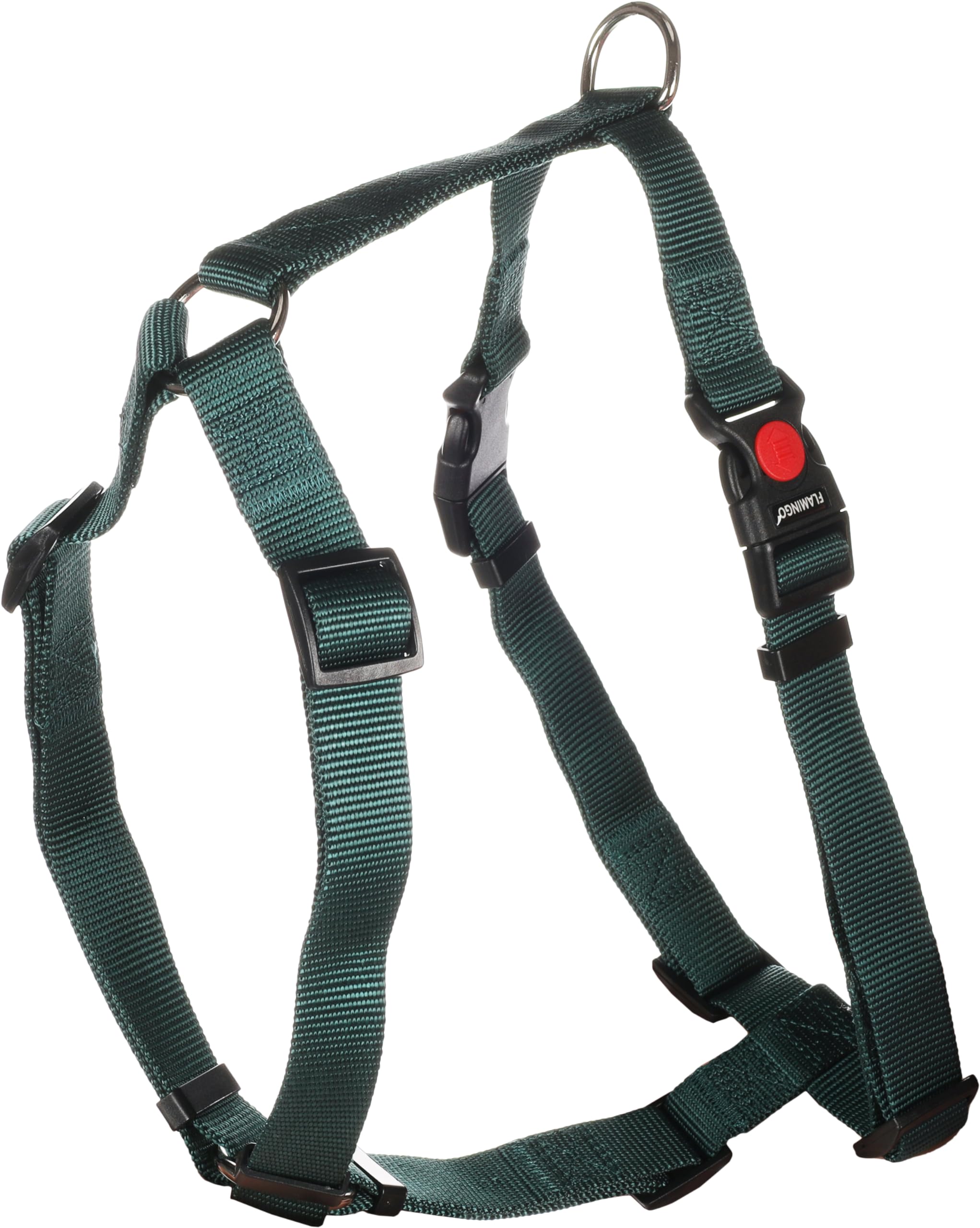 Flamingo Dog Harness H-shape Ziggi Dark green L 60-85cm 70-100cm 25mm
