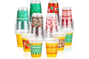 Atonofun 72 Pack Christmas Cups Disposable -14Oz Holiday Plastic Cups for Xmas Holiday Christmas Party Decorations