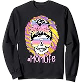 Skull Messy Bun Mom Life Bandana Pastel Ombre Sunglasses Sweatshirt