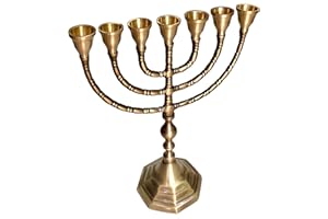 Salomons Menorah Brass, high 10",7 Branch, Menorah Candles, Menorah from Israel, The holy Land -Jerusalem