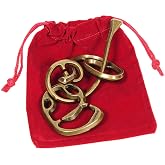 Enigma Hanayama Cast Metal Brain Teaser Puzzle, Level 6 Difficulty Rating, Red Velveteen Drawstring Pouch, Bundled Items
