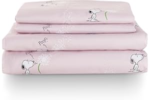 Berkshire Blanket Peanuts® Kids Sheet Set, Full Size - 4 Pieces, Peanuts® Snoopy Make A Wish Sheet Scale Spring Pink, Cute Character Snoopy Printed Soft Microfiber Bed Sheets