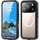 hoilgyes IP68 Waterproof Case for iPhone 17 Pro, MagSafe Compatible, Black | Built-in screen shield, impact-resistant silicone, wireless charge, focus slider for underwater shots