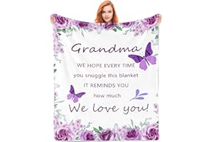 Noxkioy Grandma Gifts Blanket 60"x50", Mothers Day Birthday Gifts for Grandma, Grandmother Birthday Gift from Grandkids, Birthday Present for Grandmother, Purple