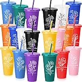 Honeydak 20 Pack Valentines Christian Gifts Cups Bulk 24 oz Plastic Tumblers with Lids Straws Reusable Religious Bible Verse Coffee Cup Church Gift for Women Men Teacher Back to School(Vivid Colors)
