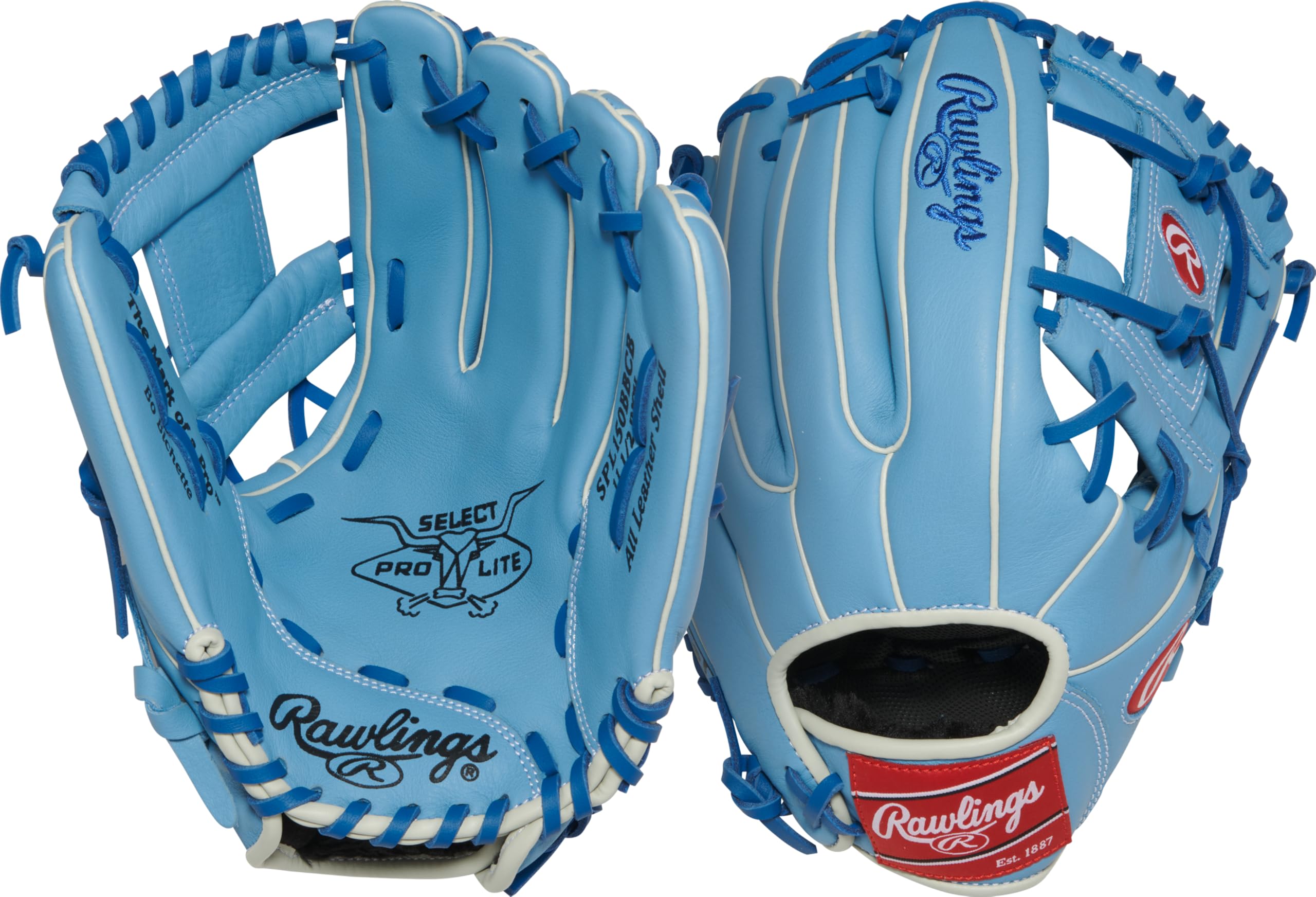 Rawlings | Select Pro Lite Series BO BICHETTE Youth Baseball Glove | 11.5" | Right Hand Throw | Columbia Blue/Royal Image