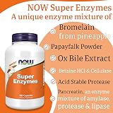 NOW Foods Super Enzymes 180 Capsules Enzyme Blend Gluten Free Soy Free view 4