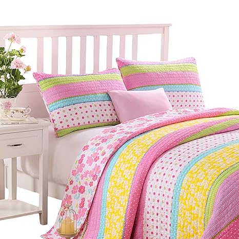 Brandream Twin Queen Size Kids Girls Pink Princess Floral